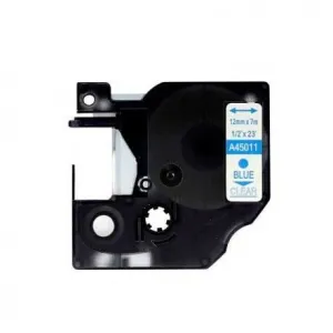 DYMO D1 45011 CINTA DE ETIQUETAS GENERICA PARA ROTULADORA - TEXTO AZUL SOBRE FONDO TRANSPARENTE - ANCHO 12MM X 7 METROS - REEMPLAZA S0720510