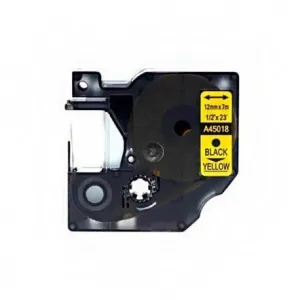 DYMO D1 45018 CINTA DE ETIQUETAS GENERICA PARA ROTULADORA - TEXTO NEGRO SOBRE FONDO AMARILLO - ANCHO 12MM X 7 METROS - REEMPLAZA S0720580