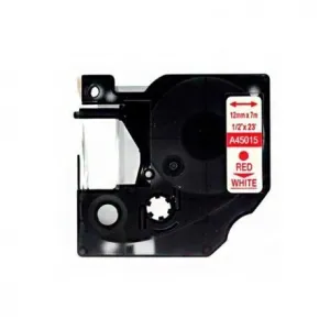 DYMO D1 45015 CINTA DE ETIQUETAS GENERICA PARA ROTULADORA - TEXTO ROJO SOBRE FONDO BLANCO - ANCHO 12MM X 7 METROS - REEMPLAZA S0720550