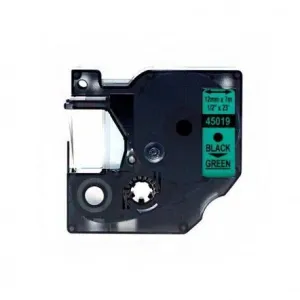 DYMO D1 45019 CINTA DE ETIQUETAS GENERICA PARA ROTULADORA - TEXTO NEGRO SOBRE FONDO VERDE - ANCHO 12MM X 7 METROS - REEMPLAZA S0720590