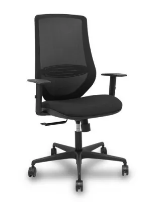 SILLA PIQUERAS Y CRESPO MARDOS BRAZOS REGULABLE ERGONOMICA MECANISMO BASCULANTE RESPALDO MALLA NEGRA ASIENTO TAPIZADO BALI NEGRO