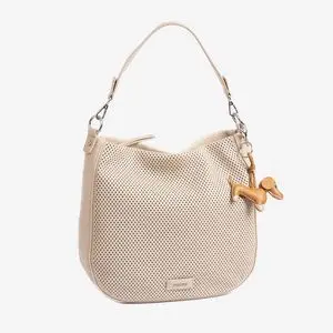 BOLSO DE HOMBRO CUADRADO CALADO MUJER BEIGE TECKEL