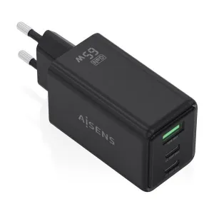 AISENS CARGADOR GAN 65W - 2XUSB-C PD3.0 QC4.0 Y 1XUSB-A QC3.0 - COLOR NEGRO