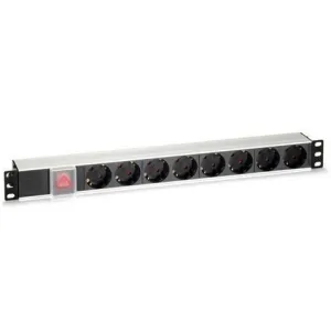 CROMAD REGLETA 8 SHUCKOS PARA MONTAJE EN RACK 19 1U - INTERRUPTOR ON/OFF - CARCASA DE ALUMINIO - CABLE DE 1.80M