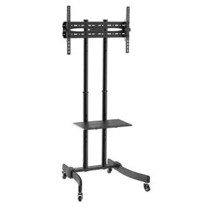 CROMAD SOPORTE DE SUELO CON RUEDAS PARA TV 37-70 - BLOQUEO DE RUEDAS - BANDEJA MULTIUSOS - PESO MAX 40KG - VESA 600X400MM