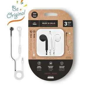 TECHONETECH EEARTECH B&W BE ORIGINAL AURICULARES INTRAURALES - MICROFONO INTEGRADO - MINI JACK 3.5MM - CABLE DE 1.20M - BLANCO/NEGRO