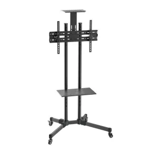 AISENS SOPORTE DE SUELO ECO CON RUEDAS - BANDEJA PARA DVD Y SOPORTE DE CAMARA (TV 37Â-70Â) - COLOR NEGRO