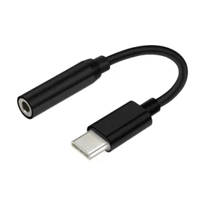 AISENS CONVERSOR USB-C A AUDIO - FRECUENCIA DE MUESTREO 384KHZ 32BIT - USB-C/M-JACK 3.5/H - 15CM - COLOR NEGRO