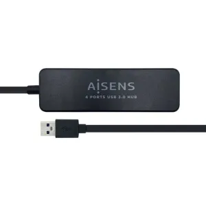 AISENS HUB USB 3.0 - TIPO A MACHO A 4XTIPO A HEMBRA - 30CM - COLOR NEGRO