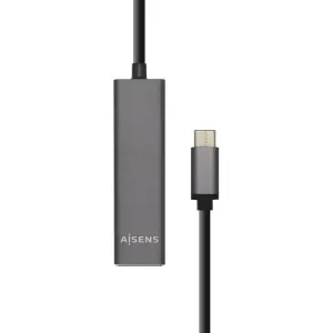 AISENS HUB USB 3.1 USB-C - USB-C MACHO A 4XTIPO A HEMBRA - 15CM - COLOR GRIS