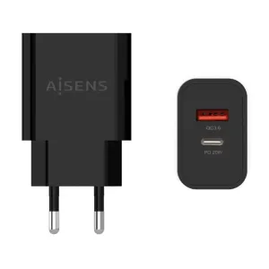 AISENS CARGADOR 20W - 1XUSB-C PD3.0 - 1XUSB-A QC3.0 - COLOR NEGRO