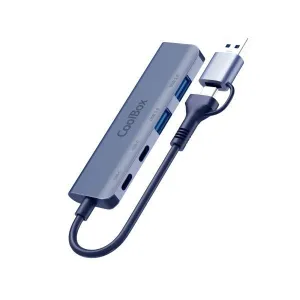COOLBOX HUB4 LITE USB-C/A - 2X USB-C, 2X USB-A 3.2 GEN1 - ALUMINIO - COLOR GRIS