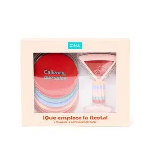 SET DE 6 POSAVASOS + 6 IDENTIFICADORES DE COPAS