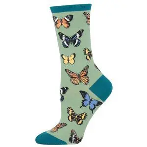 CALCETINES DE ALGODON MEDIA CAÑA MARIPOSAS VERDE 3