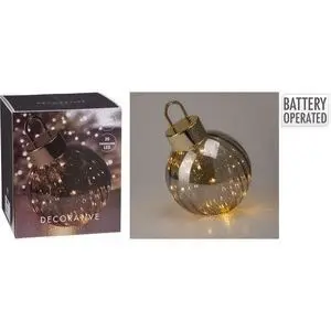 BOLA NAVIDAD CON LED 20CM GRIS