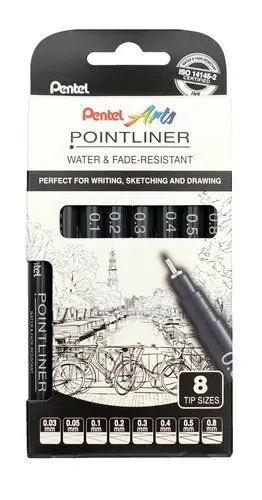 ROTULADOR CALIBRADO PENTEL S20P POINTLINER PACK DE 8
