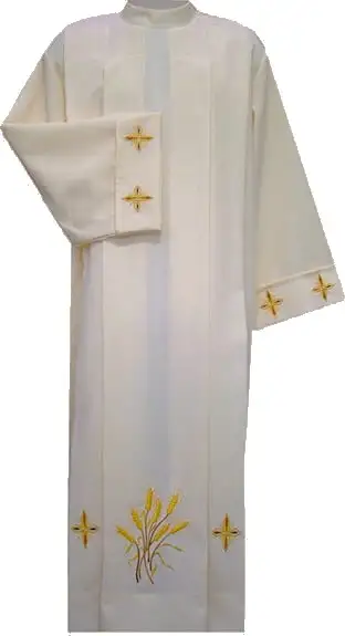 ALBA DE POLIÉSTER CON ESPIGAS DE TRIGO BORDADAS