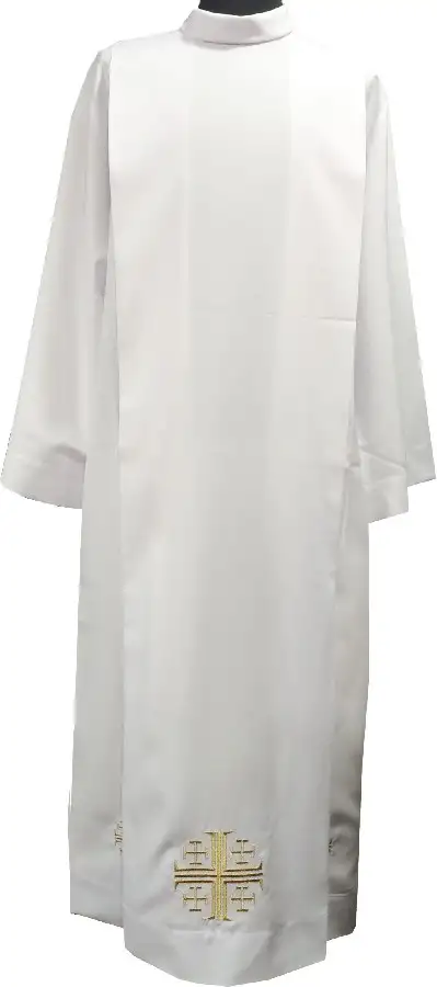 ALBA SACERDOTAL CON BORDADO CRUZ DE JERUSALÉN
