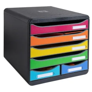 MODULO EXACOMPTA IDERAMA ARLEQUIN 6 CAJONES BIG BOX MAXI NEGRO/COLORES SURTIDOS
