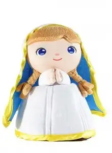 PELUCHE VIRGEN MARIA 22 CM.  MANTO AZUL CAJA
