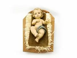 NIÑO JESÚS RESINA 11X20CM CON CUNA 21,5X27,5