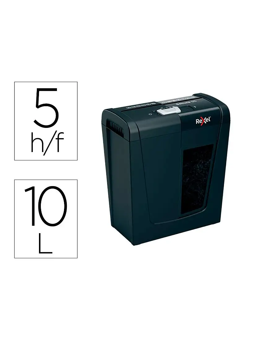 Destructora De Documentos Rexel Secure S5 Eu Capacidad 5 Hojas Grapas Clips Tarjetas Y Cd Papelera 10 L