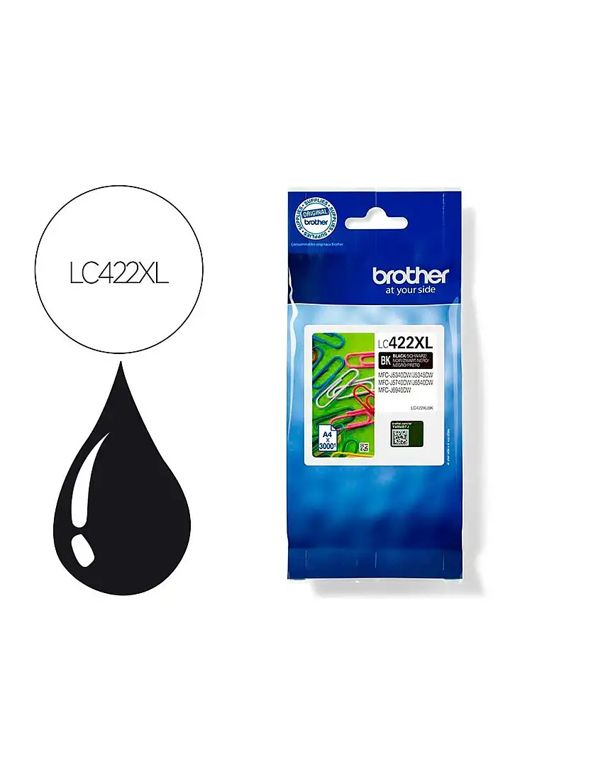 Ink-Jet Brother Lc-422Xlbk Negro Mfc-J5340Dw / Mfc-J5740Dw / Mfc-J6540Dw / Mfc-J6940Dw 3000 Paginas