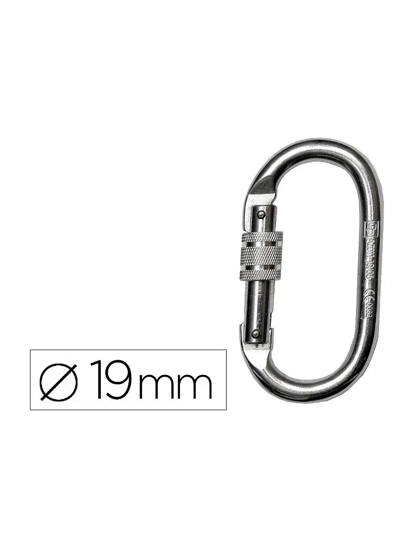 Mosqueton Acero Apertura 18 Mm Cierre Rosca Manual Resistencia 25 Kn