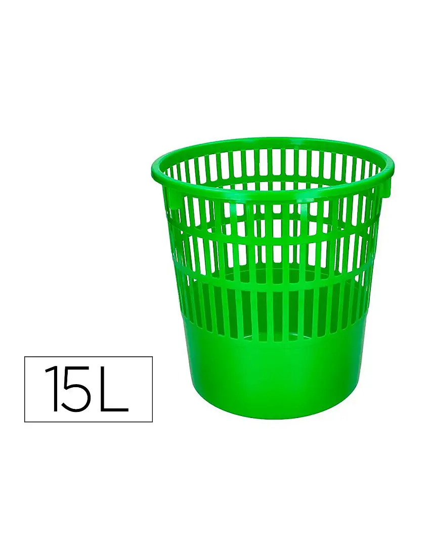 Papelera Plastico Q-Connect 15 Litros Rejilla Color Verde 285X290 Mm
