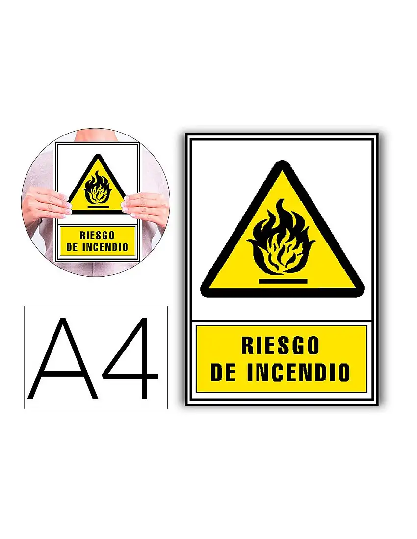 Pictograma Archivo 2000 Riesgo De Incendio Pvc Amarillo Luminiscente 210X297 Mm