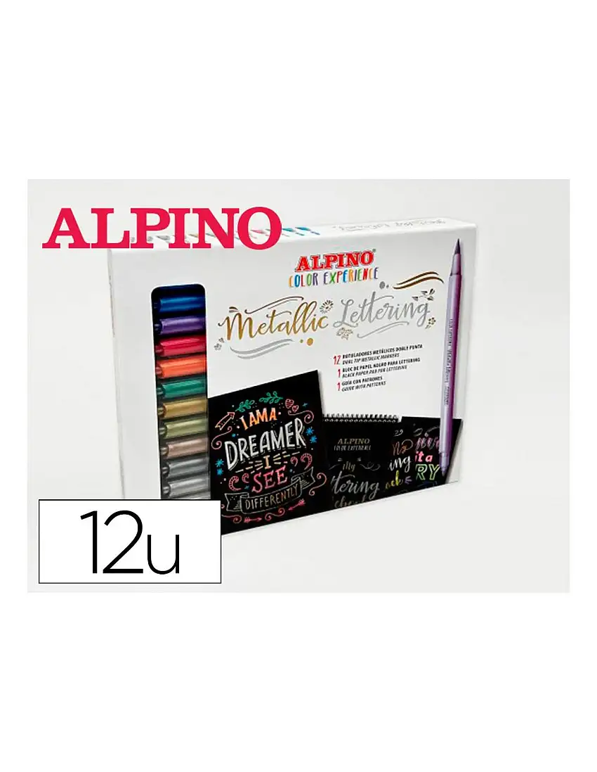 Rotulador Alpino Metallic Lettering Doble Punta Estuche De 12 Unidades Colores Surtidos