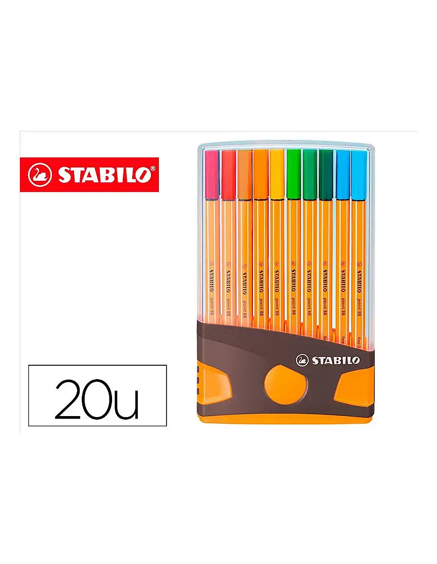 Rotulador Stabilo Punta De Fibra Point 88 Color Parade Antracita/Naranja Estuche De 20 Unidades Colores Surtidos
